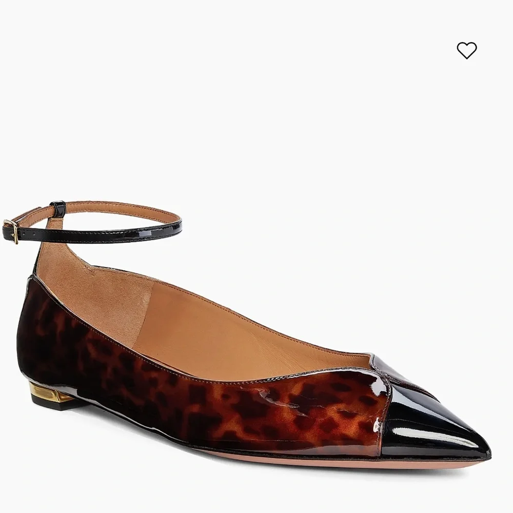 NWT AQUAZZURA PINOT BALLET TORTOISE SHELl /BLACK - Picture 2 of 14